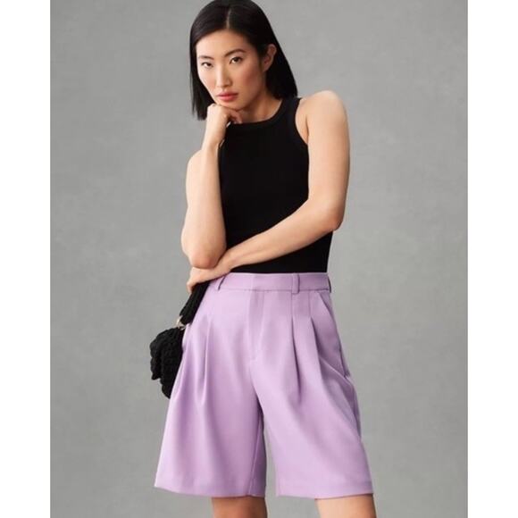 Anthropologie Maeve The Avery Pleated High Waist Shorts Size 8 CP - Picture 2 of 5